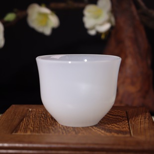 功夫茶杯仿玉琉璃主人杯家用品茗杯摆件 办公会客茶具耐热加厚中式