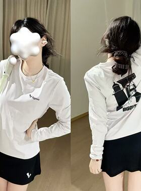 2025秋季新品韩国BGOVS羽毛球服男女同款运动长袖T恤透气速干上衣