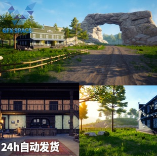 风格 虚幻4 Landscape 化唯美西部小镇ue5酒馆乡村屋子场景 VOL