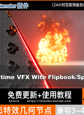 Blender完全版特效资产Sprite Particles 2.0 粒子水爆炸火焰烟雾