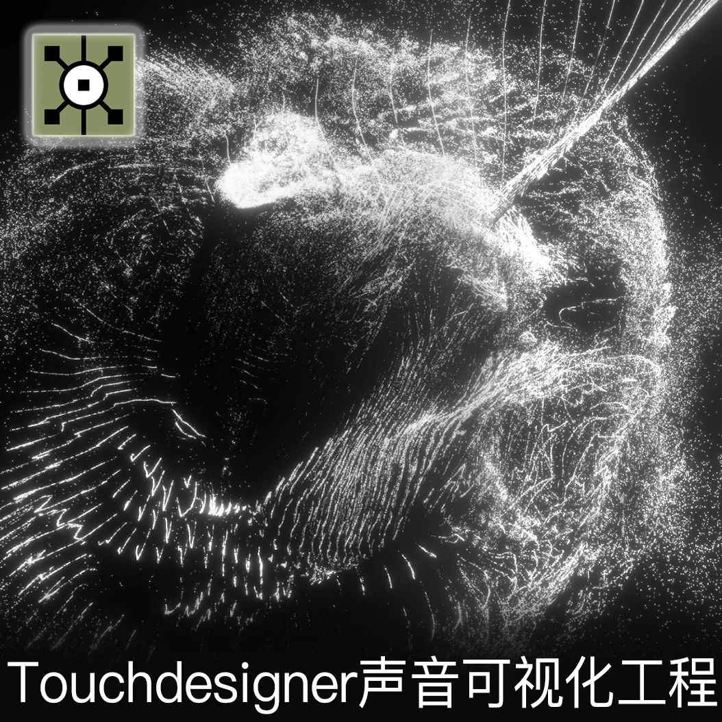 Touchdesigner工程 音频可视化黑白抽象粒子交互TD音频互动源文件