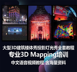 专业培训 送素材 大型3D建筑楼体秀投影秀灯光秀全套中文视频教程