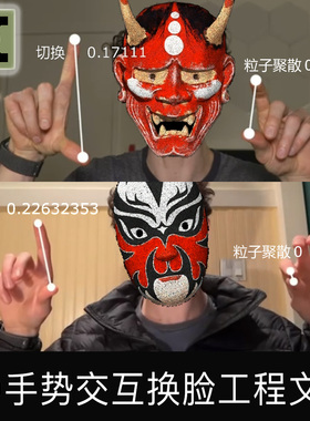 Touchdesigner工程人脸交互手势互动Mediapipe脸谱面具点云源文件