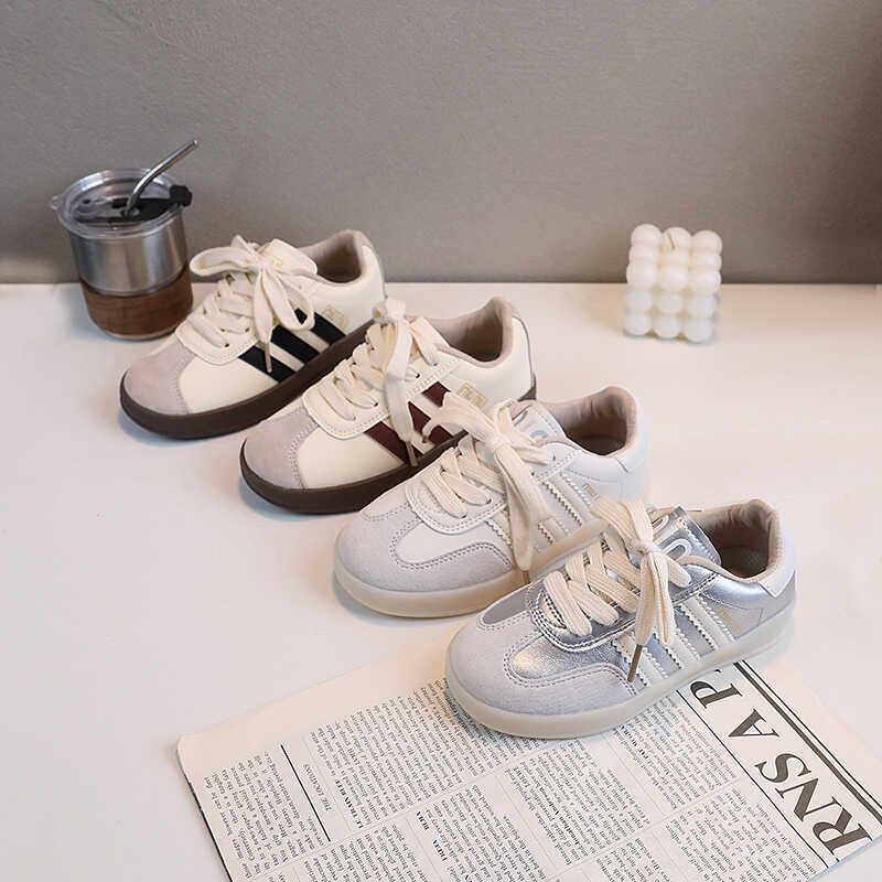 一号鱼2024新款百搭儿童休闲鞋透气德训复古板鞋银色皮面小白鞋,童鞋/婴儿鞋/亲子鞋,板鞋,淘宝优惠券,粉丝福利购,淘宝优惠卷