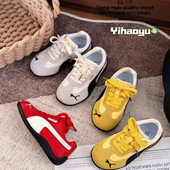 防滑女童休闲赛车鞋 春秋男童运动鞋 真皮2025新款 一号鱼儿童德训鞋