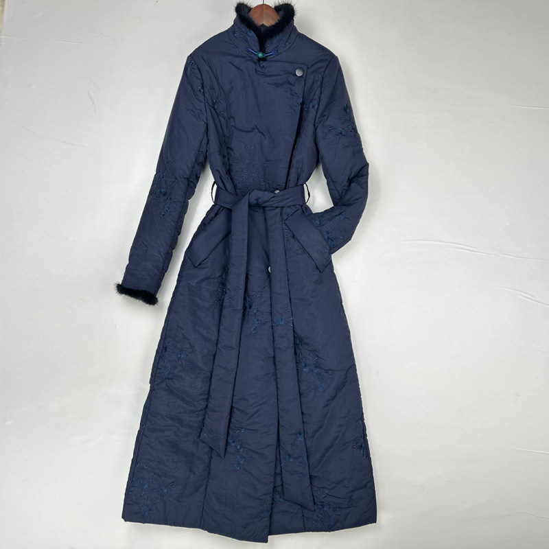 长款羽绒棉服女25新款冬装修身时尚新中式棉衣外套高级立领长棉服