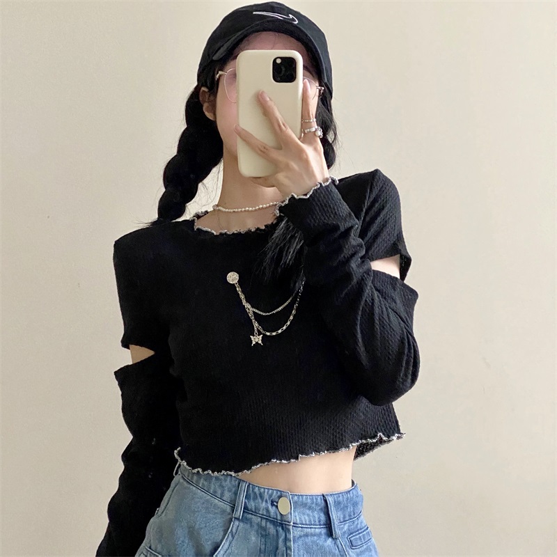 Real shot real price Korean loose and thin round neck long sleeve bottomed shirt versatile student T-shirt