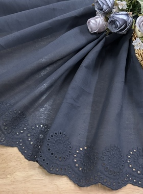 55cm复古双边定位灰黑色缕空刺绣纯棉布蕾丝花边辅料手工DIY设计