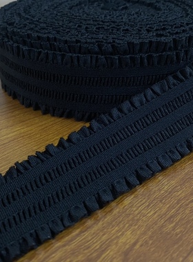 黑色宫廷复古腰封束腰带 4CM木耳边松紧带裙裤腰带橡皮筋半裙Diy