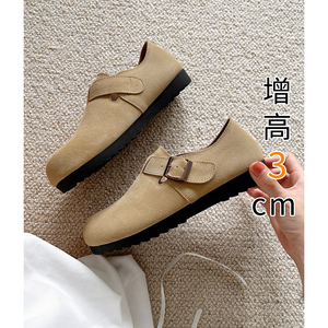 磨砂牛皮勃肯鞋女复古2025新款真皮平底休闲运动板鞋博肯鞋