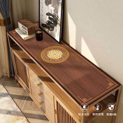 古典中国风皮革PU鞋柜垫子条案桌垫长条供桌香案桌布玄关斗柜盖布