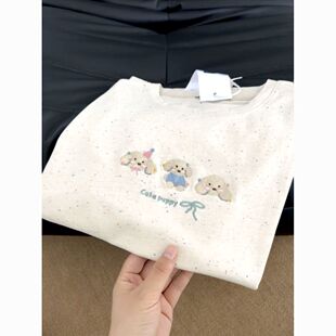 广州十三行高货米白色正肩刺绣纯棉短袖 设计感圆领上衣 t恤女夏季