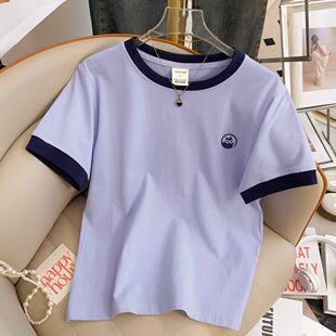 t恤女夏季 宽松百搭微胖显瘦上衣 冰感刺绣短袖 广州十三行高货爆款