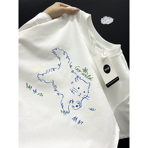 女装白色正肩纯棉短袖t恤上衣服