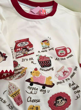 广州十三行高货正肩宽松纯棉短袖t恤可爱半袖内搭上衣设计感女夏