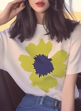 广州十三行高货爆款胖MM大码纯棉短袖t恤女白色宽松正肩上衣夏装