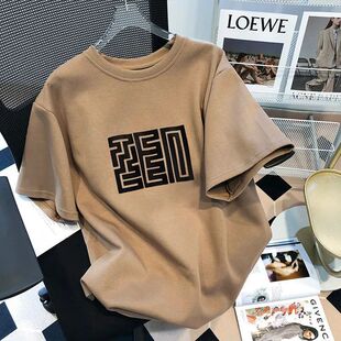 广州十三行正肩纯棉短袖 大码 宽松半袖 体恤设计感上衣ins t恤女夏季