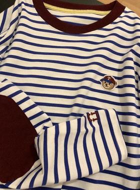 广州十三行高货爆款早秋纯棉长袖t恤女春秋季内搭打底衫条纹上衣