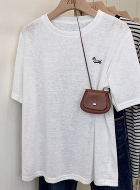 广州十三行女装白色雪花棉t恤女短袖夏打底正肩薄款上衣宽松外穿