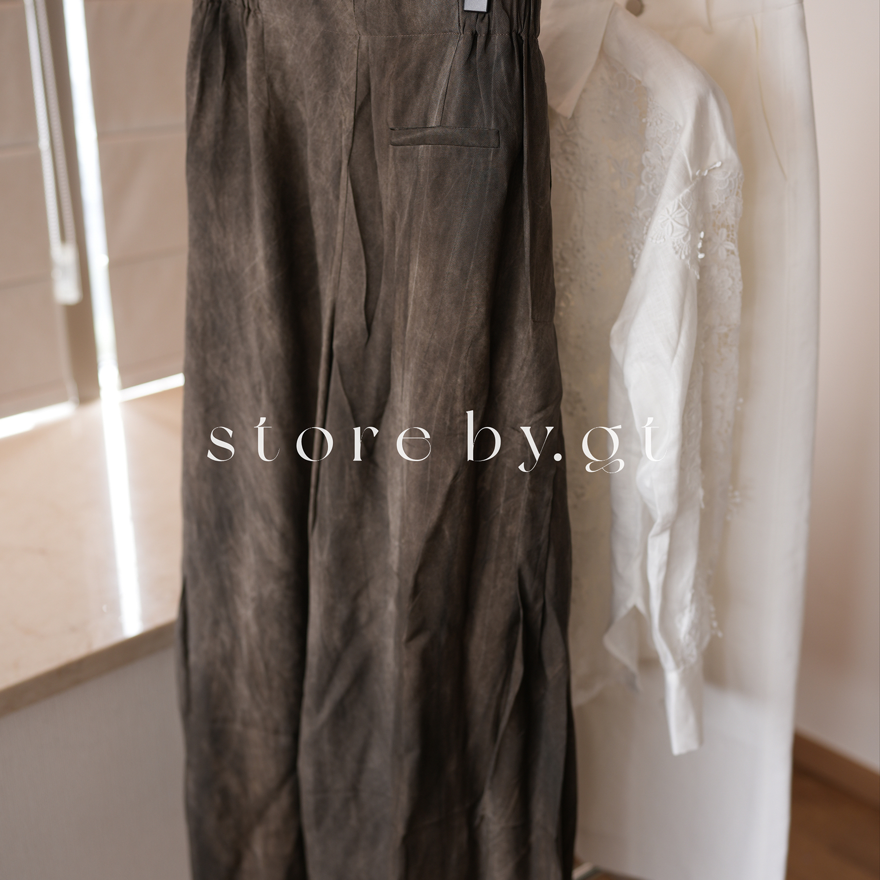 扎染渲染意大利复古做旧高腰阔腿裤 uma风宽松慵懒老钱风2025新款