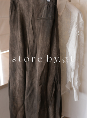 扎染渲染意大利复古做旧高腰阔腿裤 uma风宽松慵懒老钱风2026新款