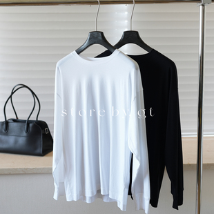 baby棉超柔质感白色T恤 极简舒适ins风叠穿打底净版轻薄长袖上衣