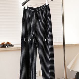 chill轻松减龄质感休闲一条过冬 含羊毛加厚版 条纹要抽绳直筒裤