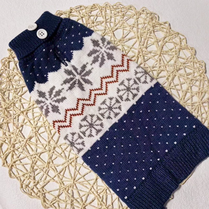 蓝色雪花宠物毛衣狗狗衣服