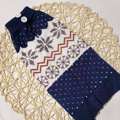 蓝色雪花宠物毛衣狗狗衣服