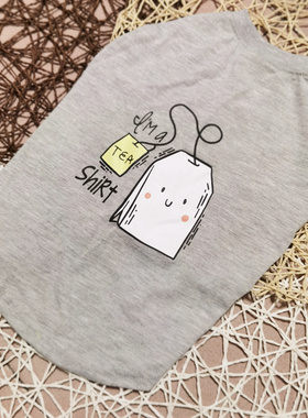 外单 棉质灰色圆领宠物T恤泰迪比熊狗狗衣服夏装柯基边牧法斗中型