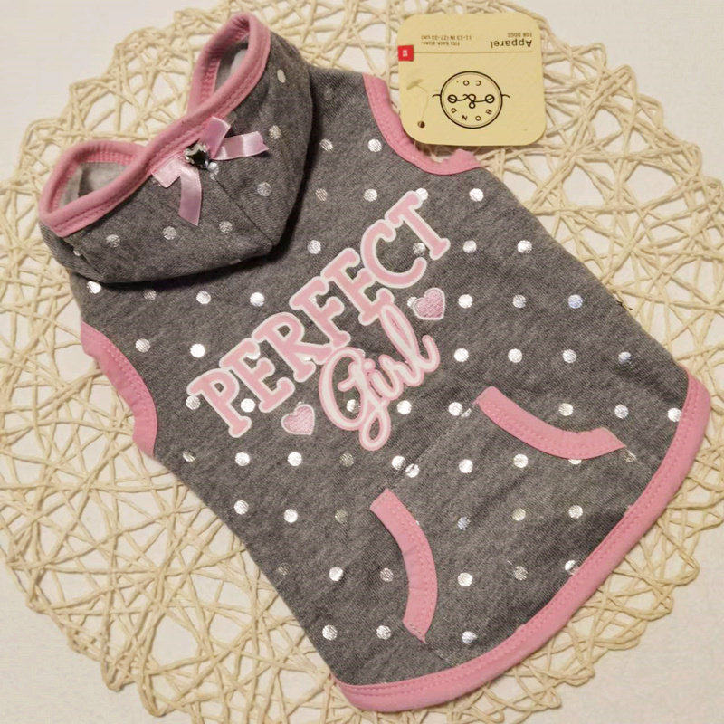 外贸灰粉色连帽无袖卫衣宠物狗狗衣服秋冬装泰迪比熊法斗柯基小鹿