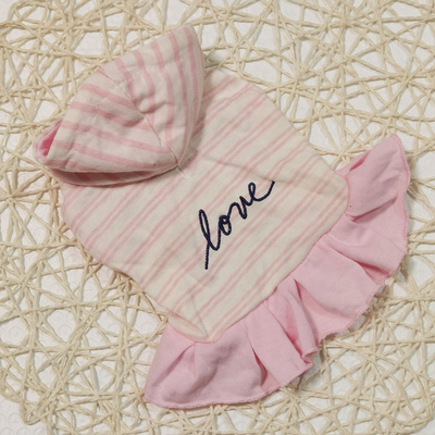 ED粉白条连帽狗狗裙装裙子