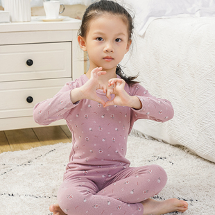 现货依子印儿童套装中小童A类柔软亲肤保暖男女圆领卡通家居睡衣