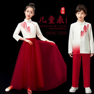 万疆儿童舞蹈演出服灯火里中国女童心向党学生诗歌朗诵合唱表演服