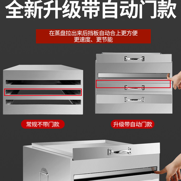 广东肠粉蒸箱商用不锈钢自动门蒸盘抽屉托盘蒸屉肠粉撑蒸肠粉箱