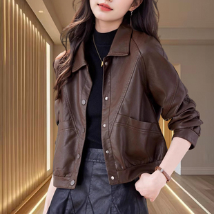 海宁真皮洋气皮衣女款爆款2026新款绵羊皮夹克时尚短款小个子外套