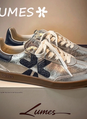 LUMES&YHGM软底德训鞋女2026春季新款牛皮复古休闲百搭平底阿甘鞋