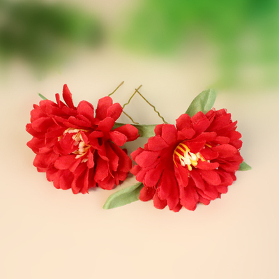 原创无胶布艺绢花头饰发钗