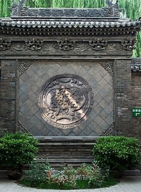 山西仿古砖雕圆形如意中式风壁画