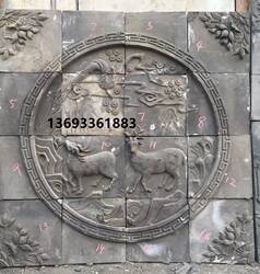 山西仿古砖雕 中式古建背景墙青砖照壁 别墅壁画挂件双鹿