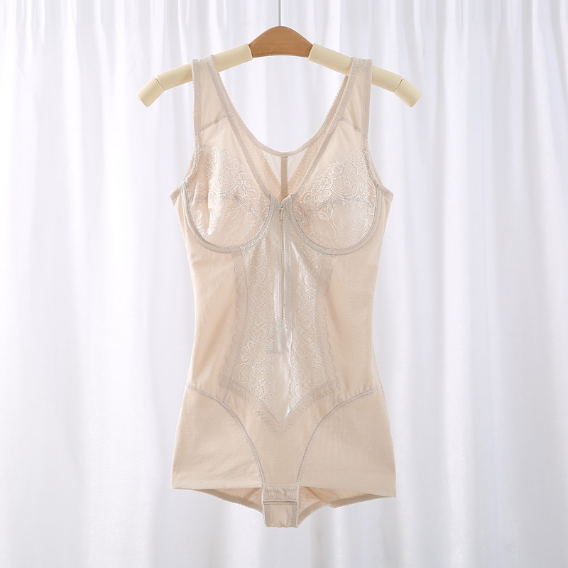 免穿文胸一体式塑身前开拉链