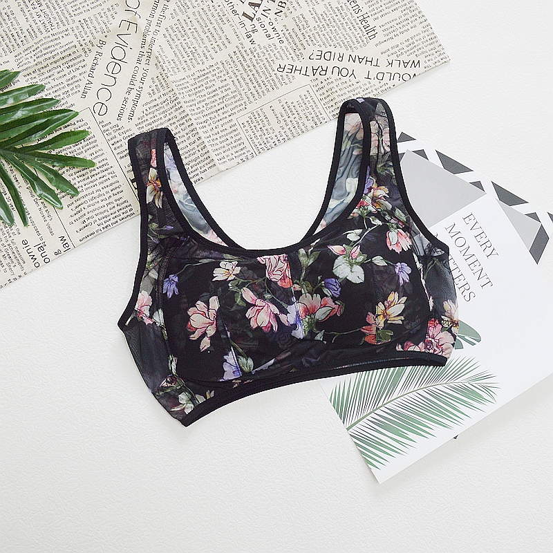 网纱宫廷花朵日本背心式文胸睡眠