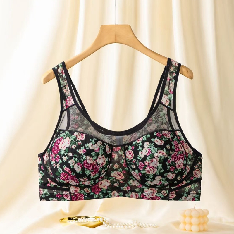 大码胖mm内衣女无钢圈薄款大胸罩