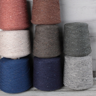 莲工房外贸出口花点粗花呢羊毛线筒线手编毛线外套提花编织 50克