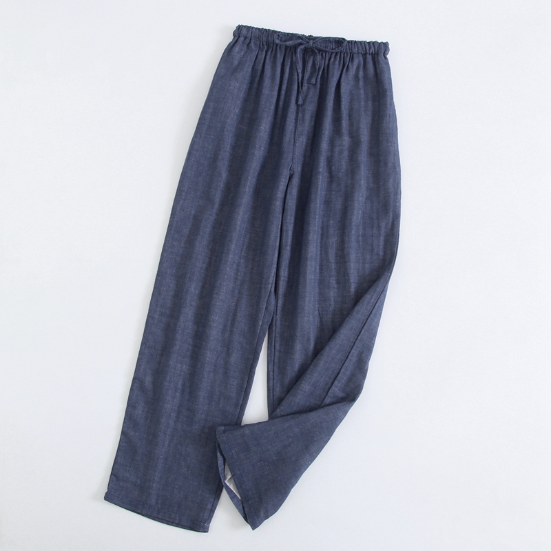 全棉日系简约风大码双层纱布睡裤