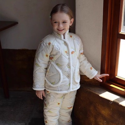 冬季新新品女童三层加厚夹棉睡衣