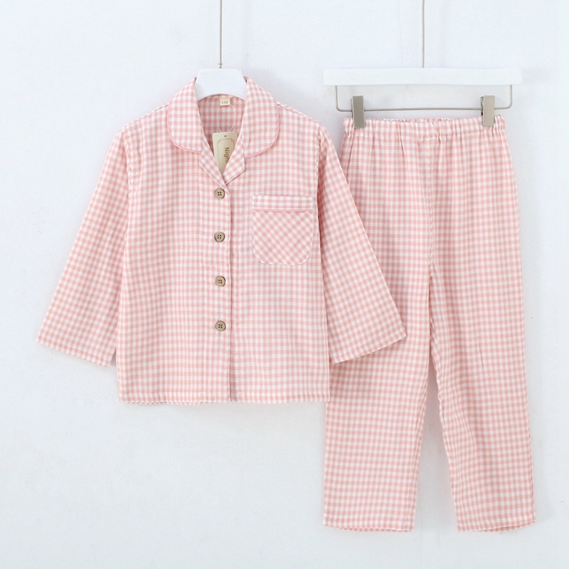 秋季长袖全棉纱布女童薄款家居服