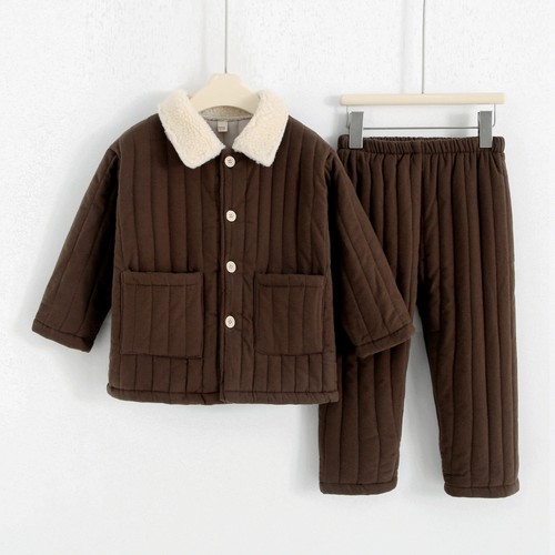 夹棉简约加厚冬季可外穿睡衣套装