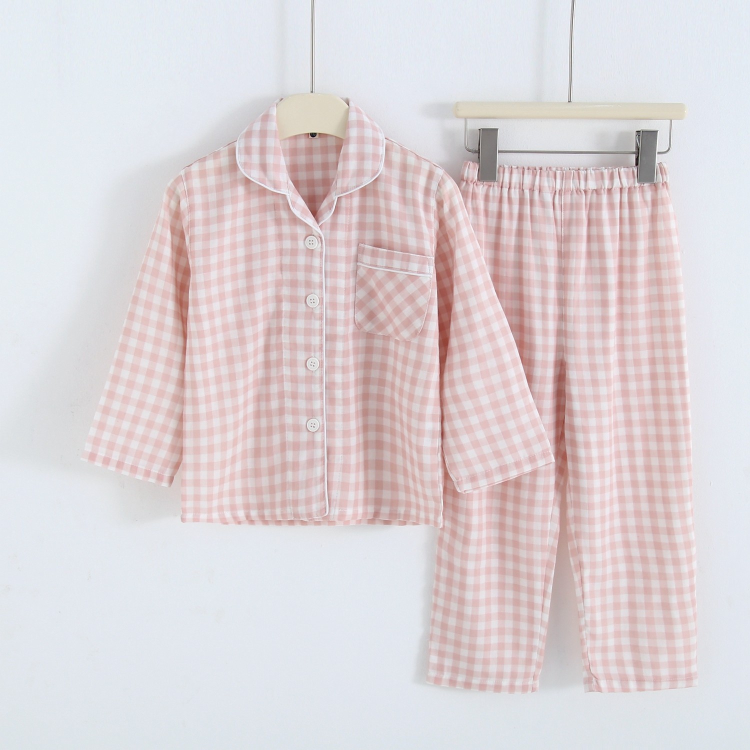 春夏儿童女日系格子纯棉纱布长袖女孩薄款棉纱家居服套装女童睡衣,童装/婴儿装/亲子装,家居服套装,淘宝优惠券,粉丝福利购,淘宝优惠卷