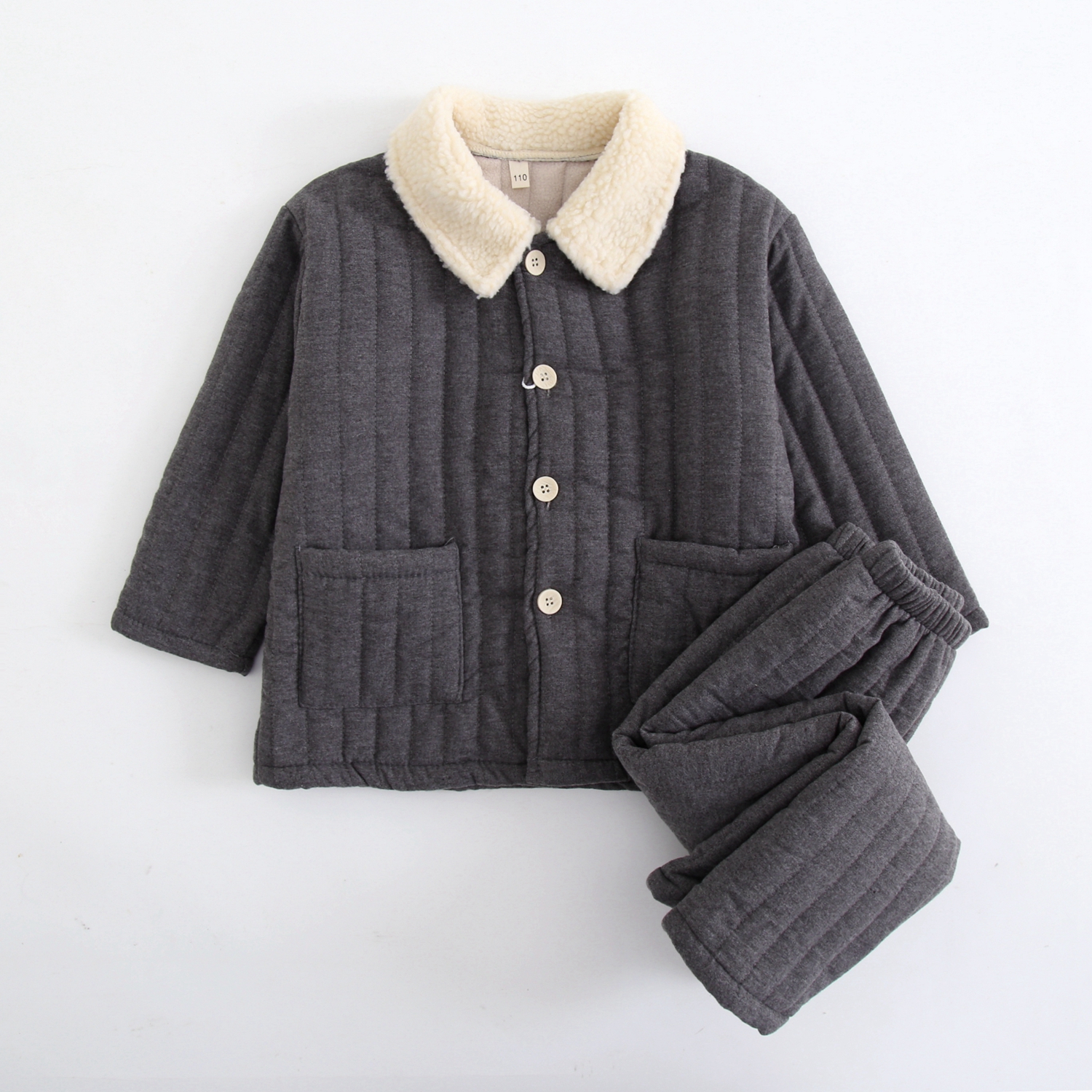 纯棉日系夹棉冬季三层睡衣套装